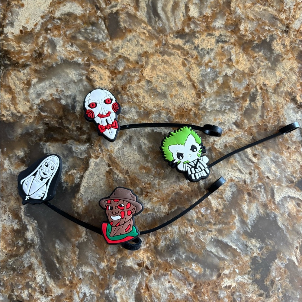 ⭐️Horror Movie Character Straw Toppers for Stanley or Tumbler 4 pack